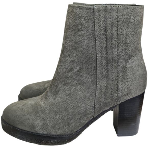 Liebeskind Booties Womens 8.5 EU 39 Gray Nubuck Leather Platform Block Heel Side - Picture 6 of 12